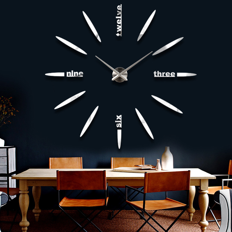 Oval long wall clock clock sticker 3D ac...
