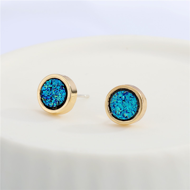 New Round Resin Blue Crystal Earrings display picture 1