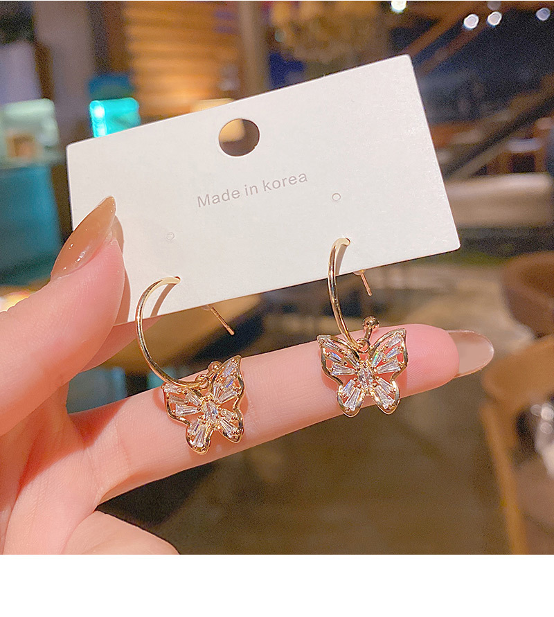 South Korea New Butterfly Zircon Earrings Temperament Earrings display picture 2