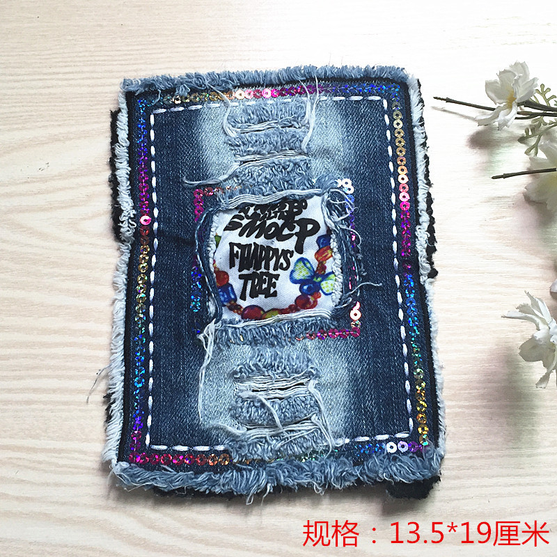 Denim pegatinas ropa de dibujos animados parche agujero parche de gran tamaño Denim pantalones rodilla codo pegatinas moda apliques Denim