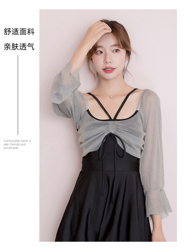 Hot spring swimsuit for women  new one-piece slimming belly-covering Korean ins small breast push-up boxer swimsuit for women