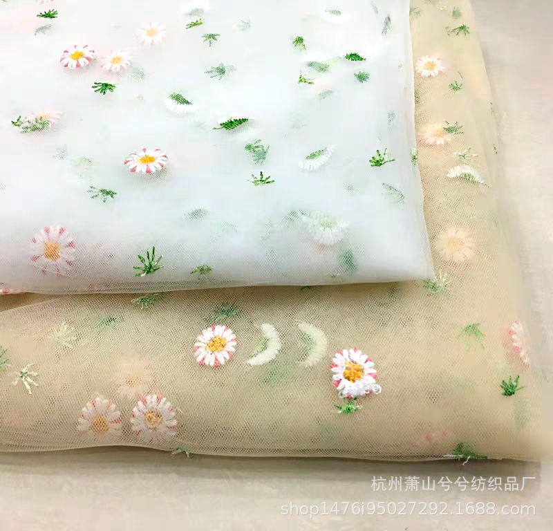 网纱刺绣布料绣花蕾丝布DIY窗帘连衣裙童装服装娃衣面料立体绣