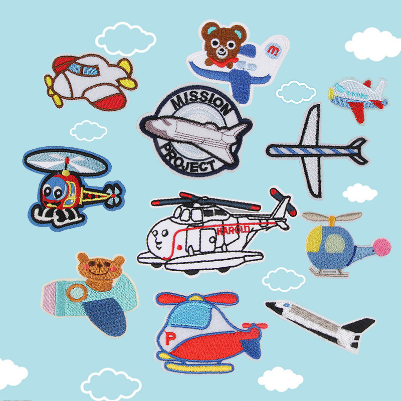 卡通飞机布贴衣服补丁贴小号儿童衣服贴花修补贴布羽绒服diy辅料