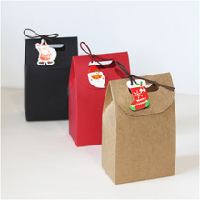 圣誕節黑卡棕色牛皮紙禮品盒生日糖果紙袋烘培餅干包裝袋手拎紙袋