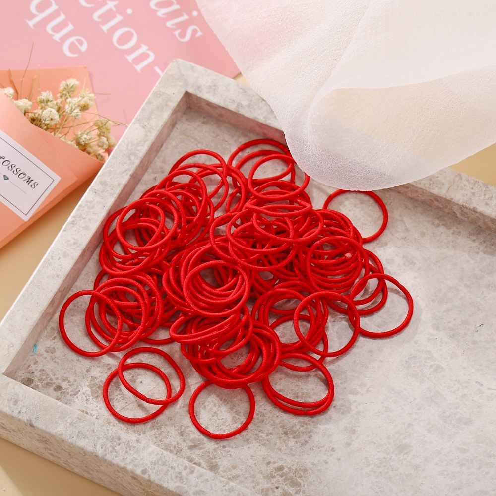 100 Small Candy Color Children's Finger Hair Ring Solid Color High Elasticity Girl's Rubber Band Korean Hair Rope Wholesale Nihaojewelry display picture 9