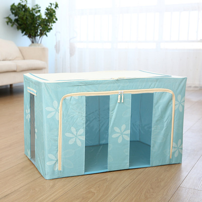 厂家直销牛津布PE收纳箱钢架防水折叠储物箱大号装衣服搬家整理箱