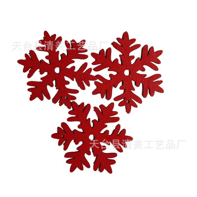 Productos de madera de la serie de Navidad roja DIY colgante de dibujos animados de Navidad de madera 10 piezas un paquete con 10 cuerda de cáñamo