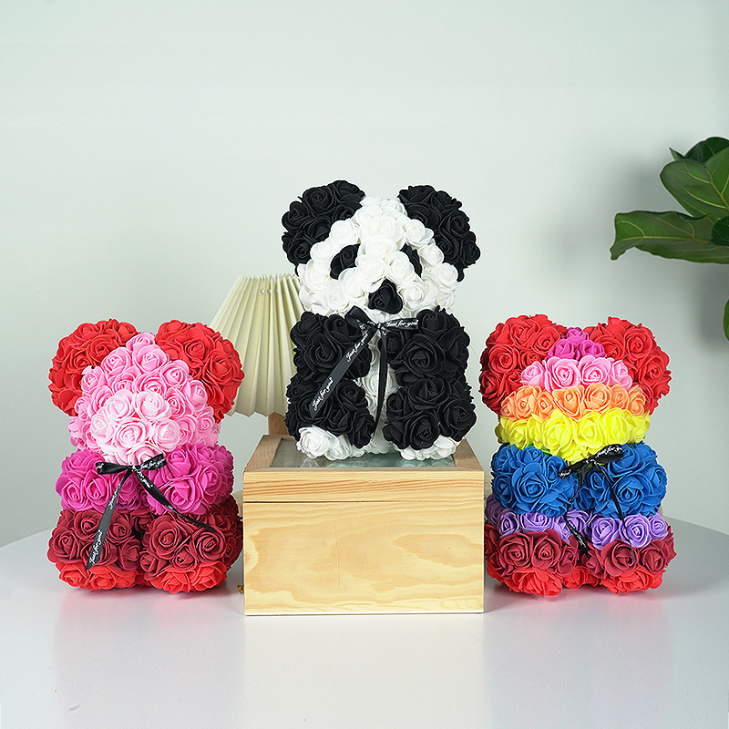 Valentine's Day Gift Creative 25cm Rose Flower Bear Gift Box Pe Flower Romantic Foam Bear Bebear display picture 19