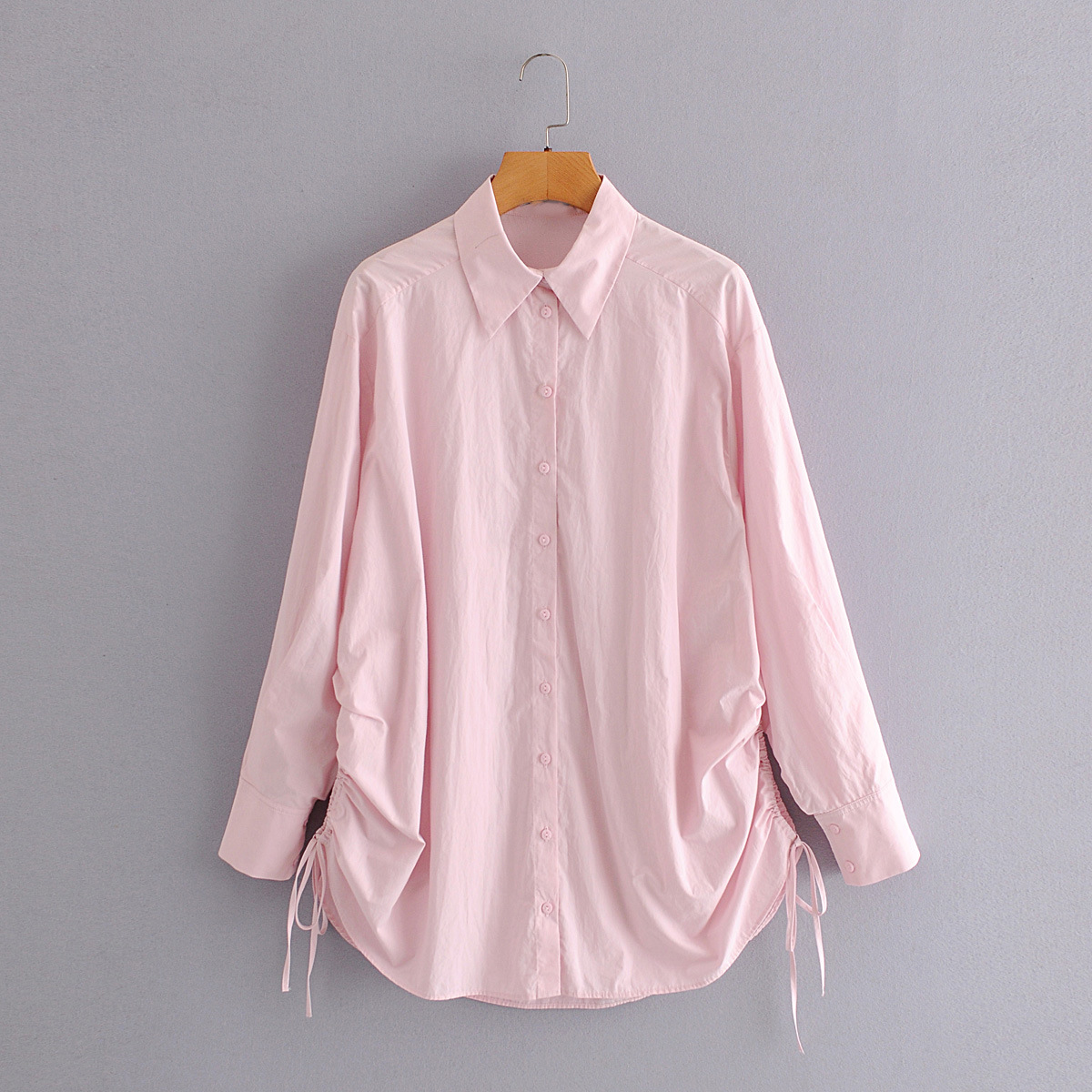 批发跨境欧美女装2020秋季新款宽松府绸衬衫裙A8GS65223