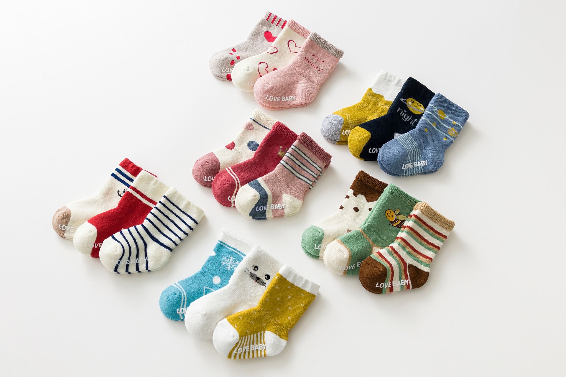 Kid's Cute Round Dots Stripe Solid Color Cotton Handmade Crew Socks 2 Pieces display picture 3