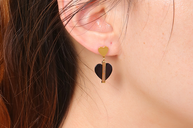 fashion stainless steel heart-shaped lettering necklace earrings set wholesale Nihaojewelry