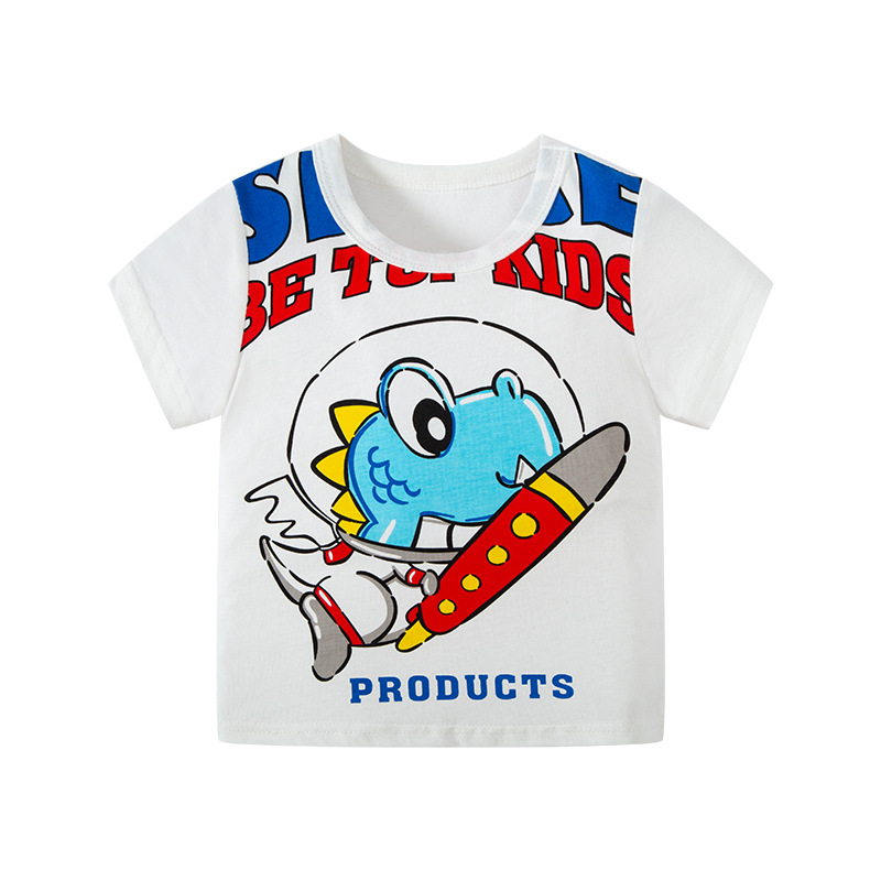2023 nuevos niños de dibujos animados dinosaurio Camiseta de manga corta lindo bebé Top camiseta de los muchachos entrega directa de fábrica