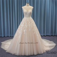 外贸出口原单转内销婚纱礼服香槟色主纱法式蕾丝大拖尾