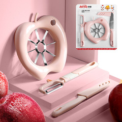 Junsu Fruit Slicer Peeling Three-piece Set Kitchen Multifunctional Gadget Stainless Steel Apple Peeler