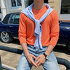 2020 summer Schoolboy Thin section ventilation Solid leisure time T-shirts Long sleeve Sunscreen Orange T-shirt