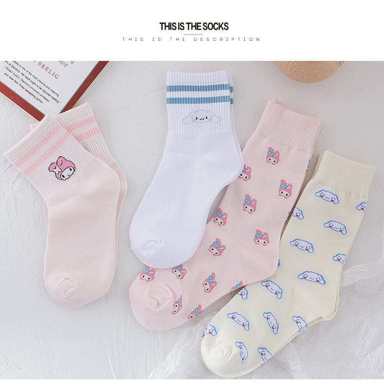 Socks Female Tube Socks Cartoon Anime Cinnamon Dog Cute Cotton Socks Wholesale display picture 2