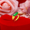 Ethnic agate ring with stone suitable for men and women jade, ethnic style, 24 carat white gold