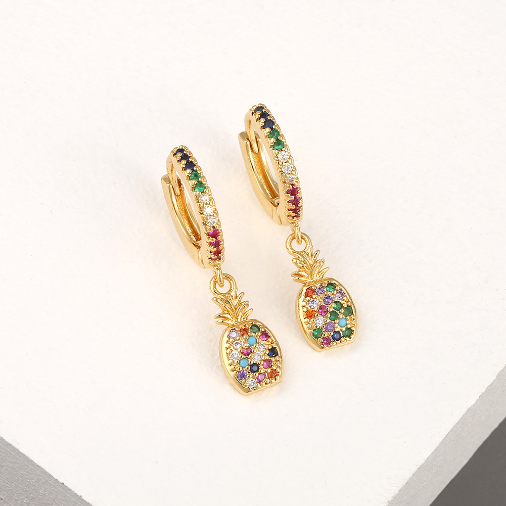 Fashion Copper Color Zircon Pineapple Earrings display picture 5