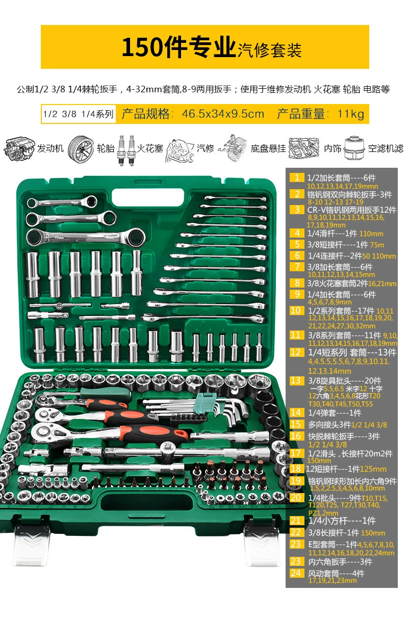 Universal tool set — wrenches & ratchets with gloves and accessories, multiple kit options