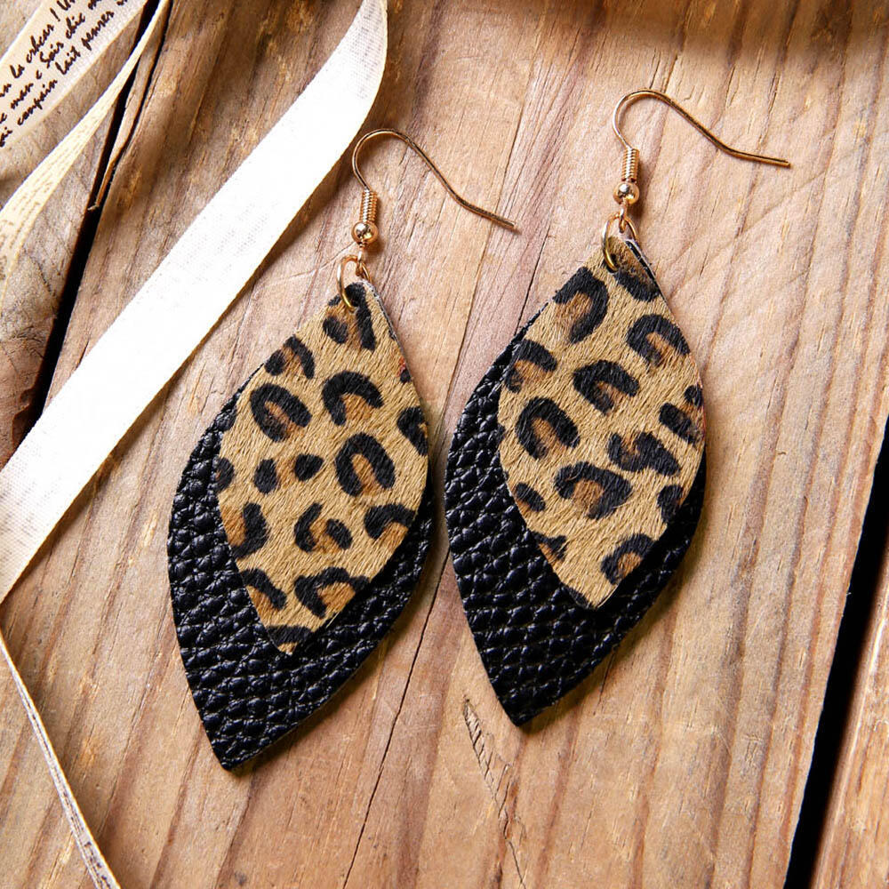 1 Paire Style Ethnique Léopard Faux Cuir Boucles D'oreilles display picture 7