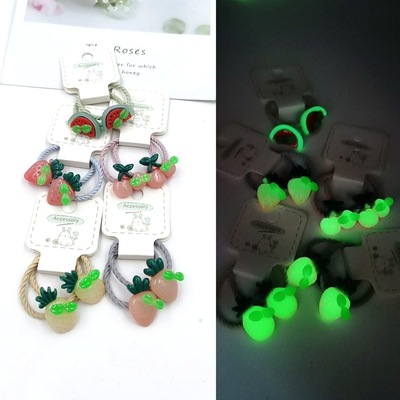 韩版高弹力儿童小发圈新款长豆芽夜光胡萝卜菠萝水果皮筋创意发饰