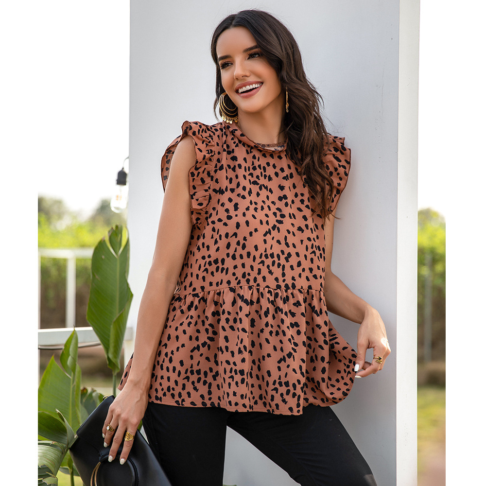 blusa sin mangas con punto de onda casual NSSA28591