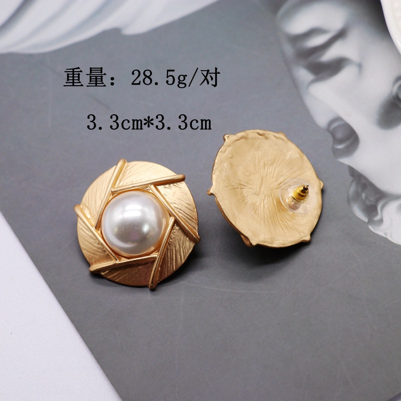 Large Round Exaggerated  Half-piece Imitation Pearl Silver Needle Stud Earrings display picture 11