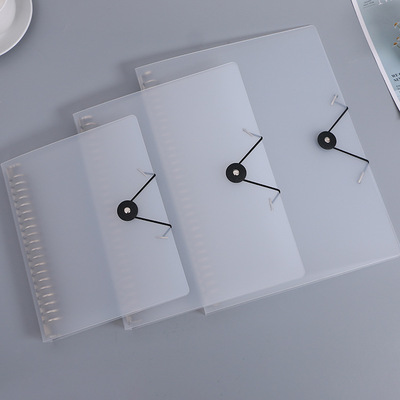 定制新款磨砂半透明纽扣绑带活页壳 PP手账笔记外本壳活页夹|ms