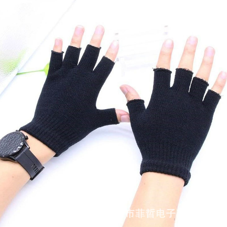 Otoño e invierno lana de punto medio dedo hombres y mujeres Guantes Térmicos de medio dedo fino dedo abierto guantes de estudiante al por mayor