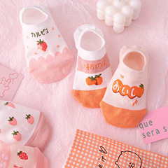 草莓襪子女淺口船襪夏季隱形硅膠防滑襪ins潮可愛粉色薄款低幫襪