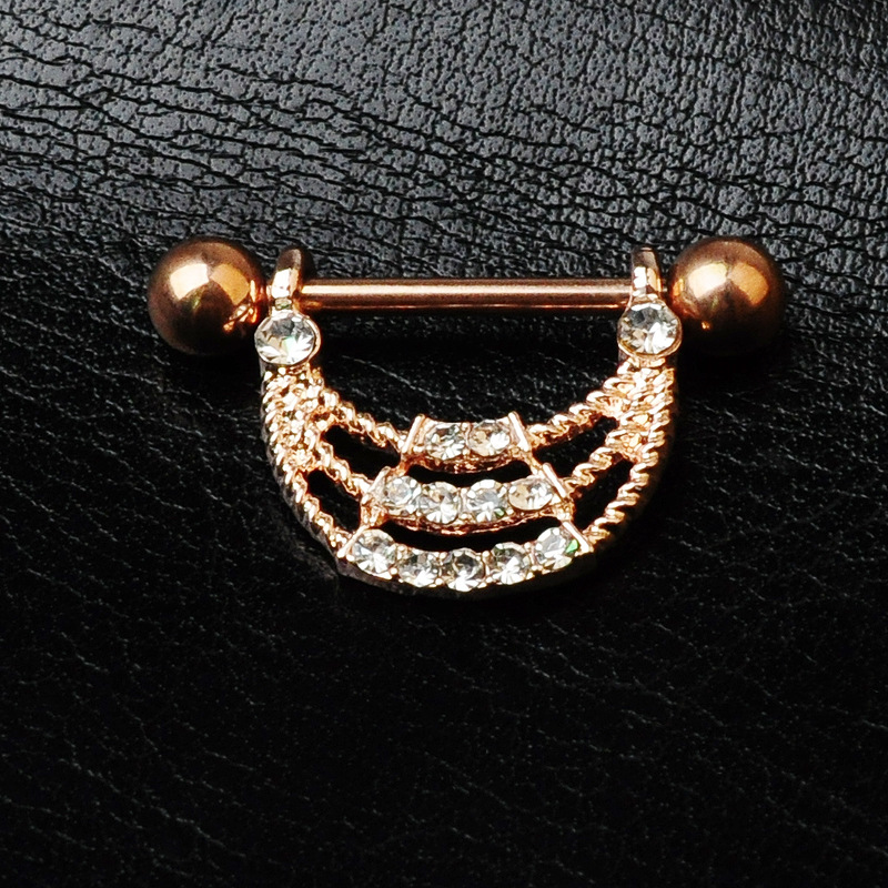 Fashion piercing jewelry new U-shaped diamond alloy nipple ring jewelry