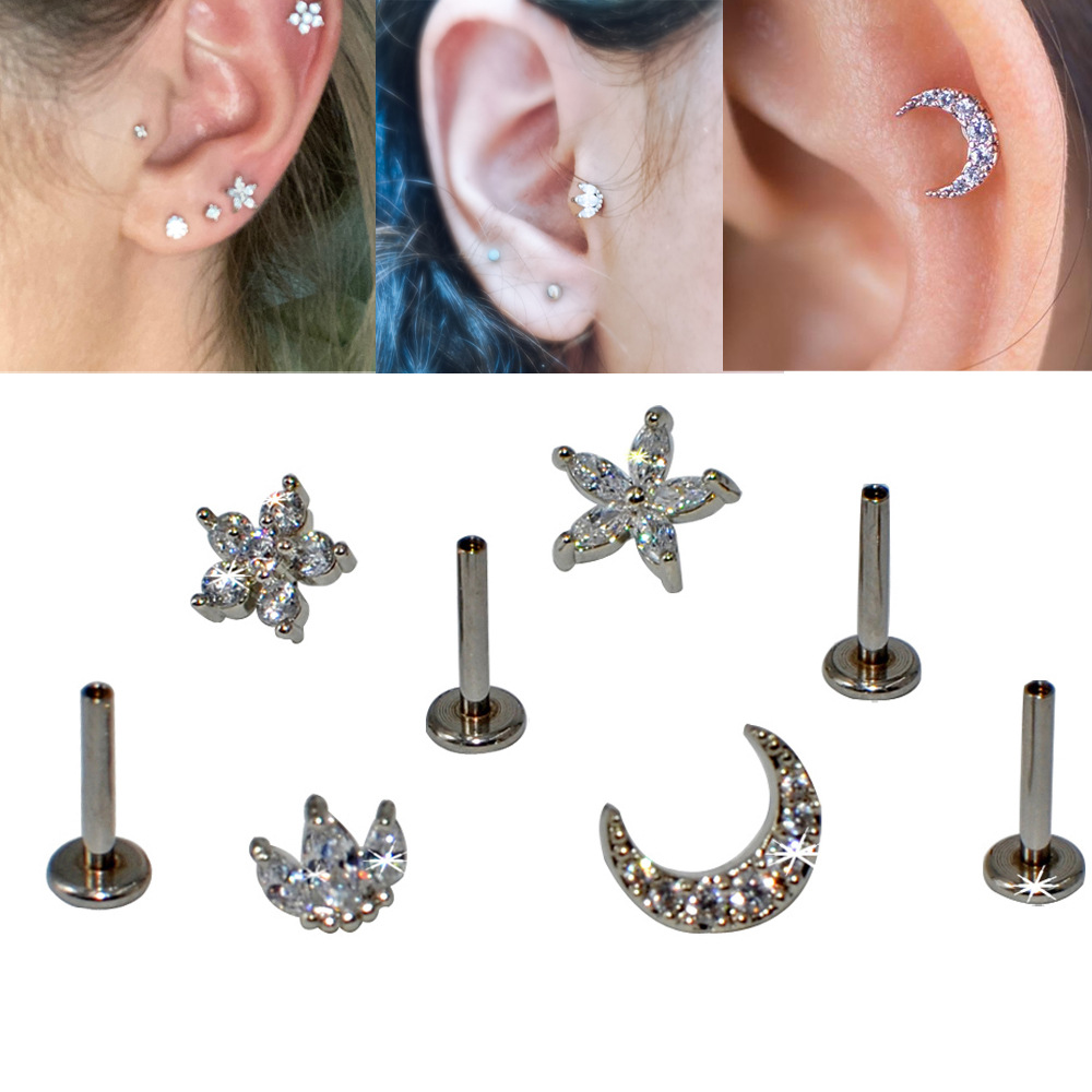 earrings with zircon stainless steel