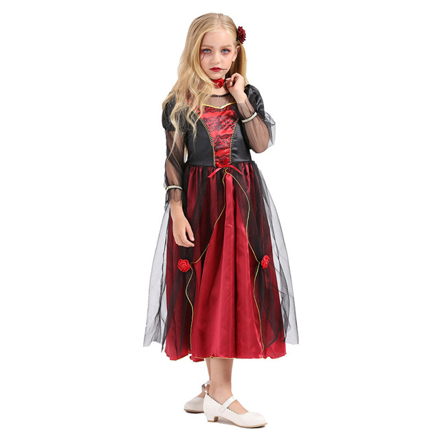 Children’s Costume Girls horror vampire Princess Dress witch cosplay costume