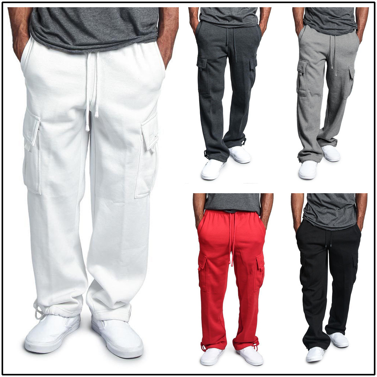 New cross border Amazon men's casual Multi Pocket loose straight pants sportswear pants