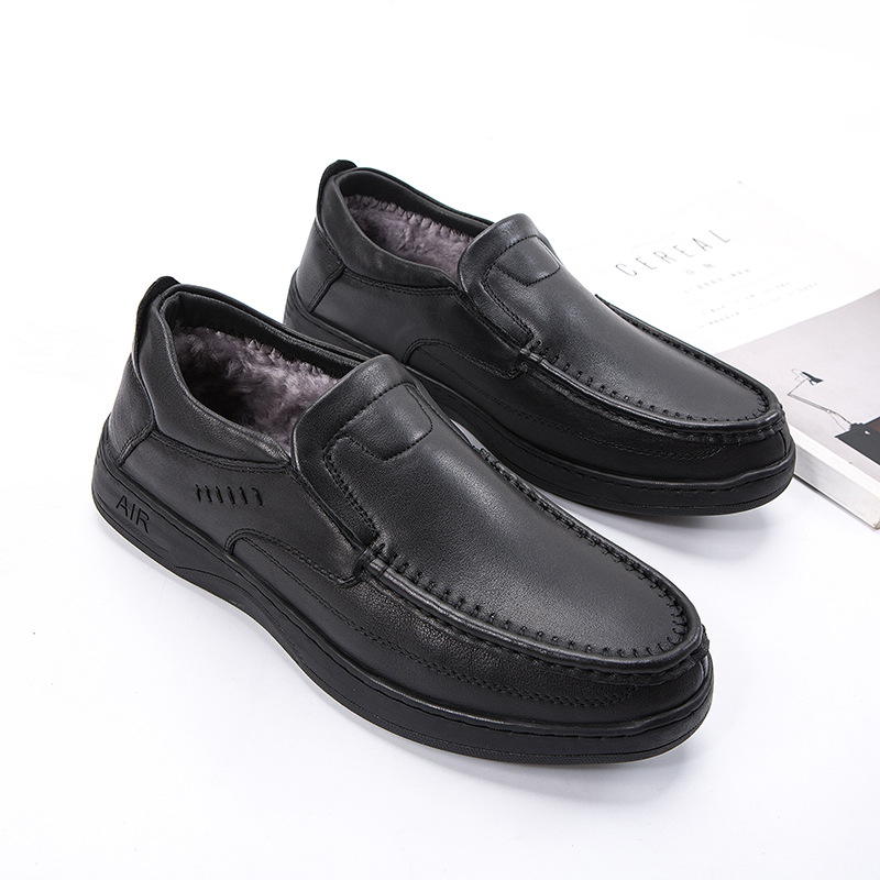 Men's Formal Shoes Leather Warm Wool Fur Lined Winter Footwear_voghion.com