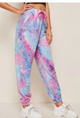 2020 cross-border e-commerce drawstring waist Slant pocket tie-dyed jogging pants a large number of in stock