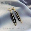 Fresh silver needle, trend long earrings, zirconium, silver 925 sample, Japanese and Korean, diamond encrusted