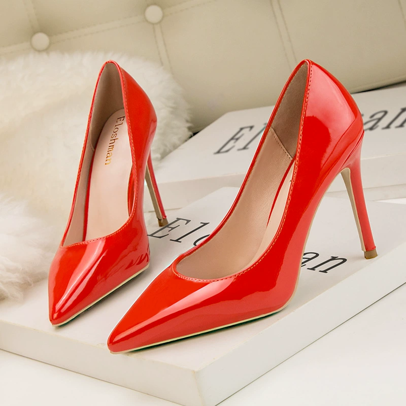9288-16 Корейская модная простая женская обувь на тонком высоком каблуке на шпильке на Ультра высоком каблуке с закрытым ртом сексуальные одиночные туфли