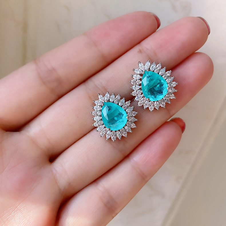 Earrings Classification Earrings + Necklace Quantity Earrings + Necklace Lady Geometric Inlay Copper Artificial Gemstones Earrings