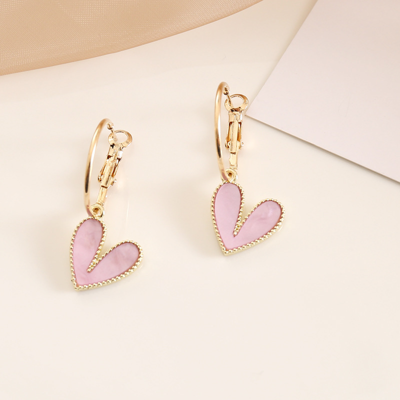 Fashion Style Plating Craft 1 Pair Fashion Multicolor Heart Alloy Women'S Drop Earrings Earrings Ear Studs