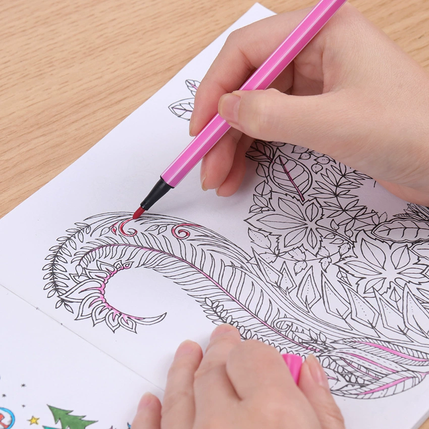 Coloring book set, anti‑stress illustrations, 18.5×18.5 cm, 24 pages, includes 12/24‑color lead options