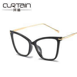 跨境货源大框眼镜框猫眼复古2020新款女士平光镜时尚潮金属眼镜架