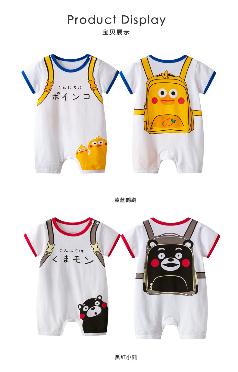 Summer New 0-3 Year Old Male And Female Baby Printed Rib Short Sleeves Even Out Of The Body Climbing Clothes Wholesale Nihaojewelry display picture 13