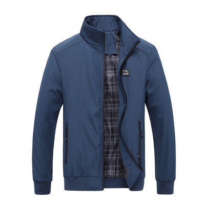 夹克男休闲上衣男装外套春秋新款中老年人百搭立领夹克衫宽松大码|ru