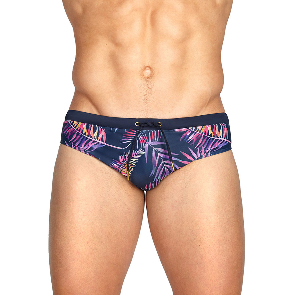 UXH cross-border swimming trunks men's sexy gradient leaf printing triangle swimming trunks foreign trade Beach triangle swimming trunks men