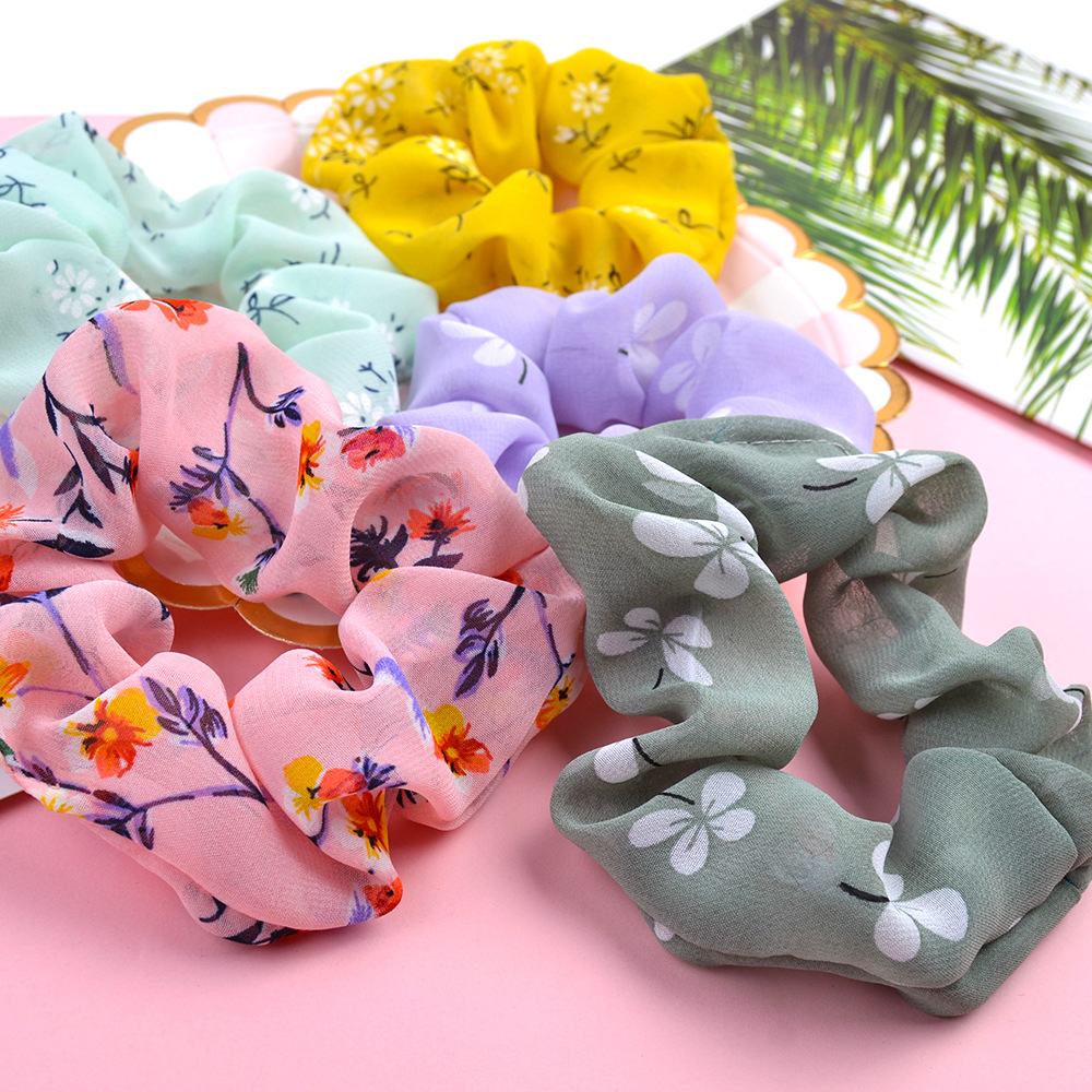 12-color Children Chiffon Floral Hair Scrunchies Wholesale display picture 4