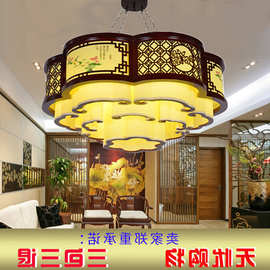 中式吊灯实木客厅仿古大吊灯古典中国风木艺羊皮餐厅酒店茶楼灯具