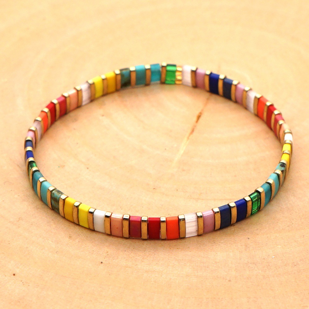 100g Weight No Inlaid Inlay Material Bracelets Classification Anniversary, Business Occasion Square Pattern Women'S Gender Knitting Design Fashion Style Wholesale Jewelry Simple Ethnic Style Colorfule Beaded Bracelet Nihaojewelry 7