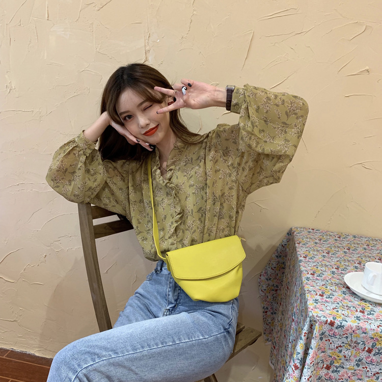 The 2022 new style of Korean-style, gentle and stylish floral chiffon sweater for women, long-sleeved base layer and puffed sleeve top pic 24