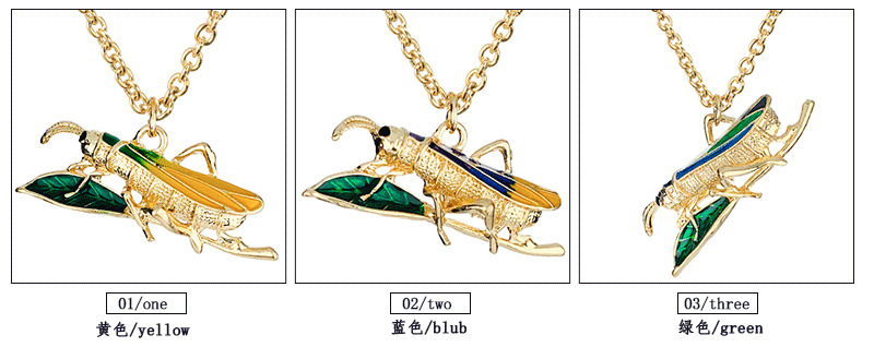 new retro alloy oil dripping insect cricket shape necklace
